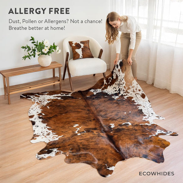 Genuine Brazilian Cowhide Rug – Tricolor Brindle Mix