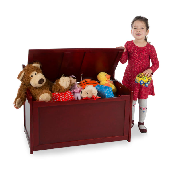 Wooden Toy Chest with Safety-Hinged Lid – Espresso