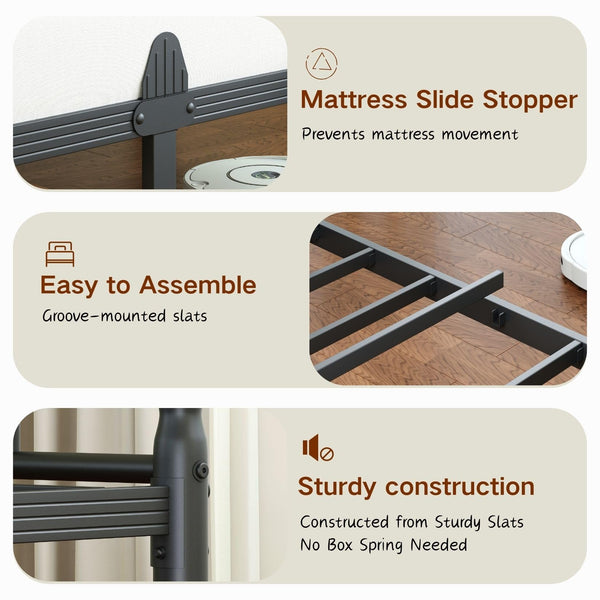 Twin Metal Daybed Frame with Steel Slats