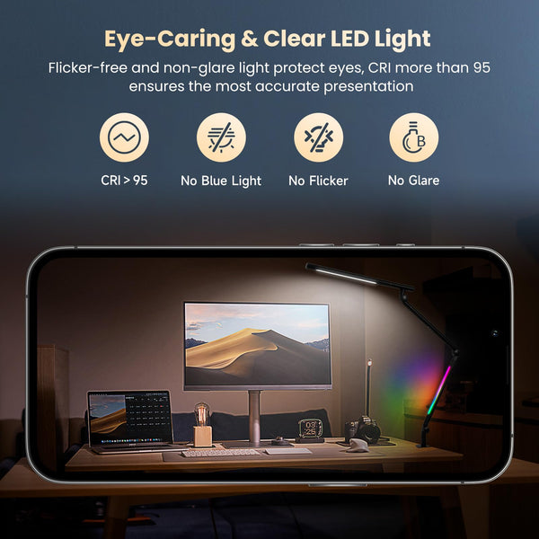 LED Desk Lamp with Clamp & RGB Ambient Light