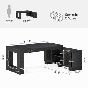L-Shaped Executive Desk with File Cabinet