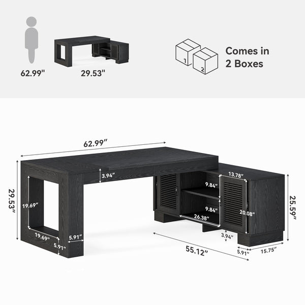 L-Shaped Executive Desk with File Cabinet