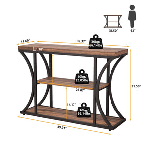 Narrow Console Table 39.4" with 3-Tier Storage Shelves