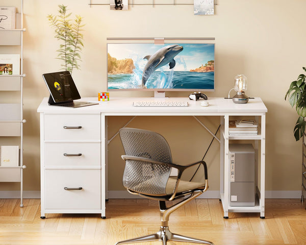 51-Inch Computer Desk with Drawers & Power Outlets