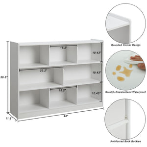 3-Tier 8-Section Bookshelf with Anti-Tilt Device