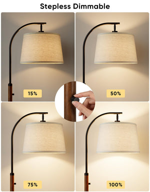 Dimmable Arc Floor Lamp with Linen Shade, 65" Tall