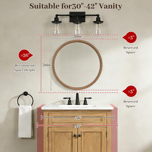 30" Round Rope-Frame Wall Mirror