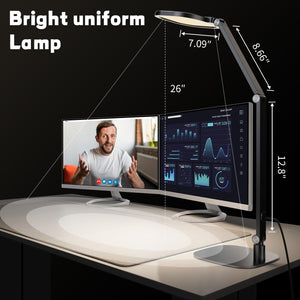 LED Desk Lamp with Swing Arm & Webcam Light