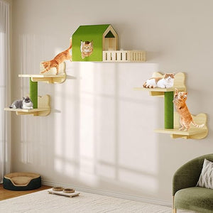 Cat Wall Shelves Floor to Ceiling Tower with Scratching Posts