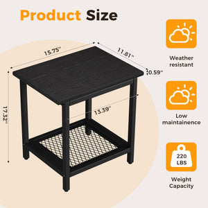 2-Tier Outdoor Side Table with Storage