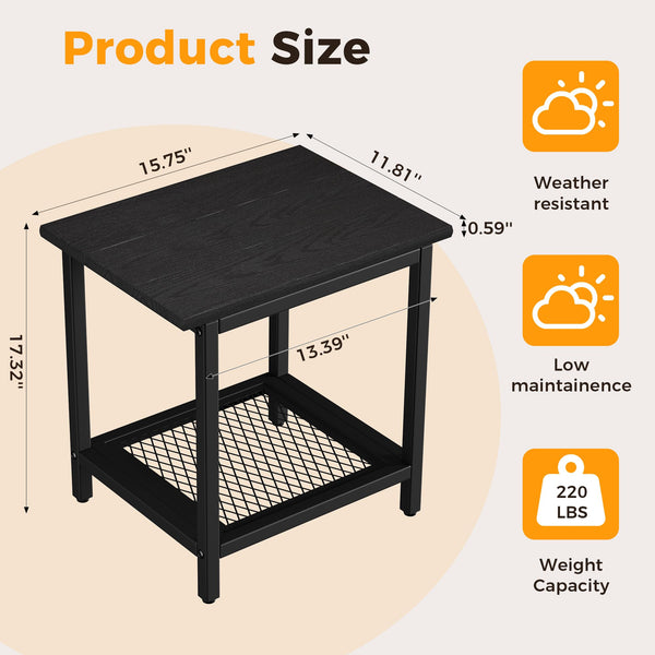 2-Tier Outdoor Side Table with Storage