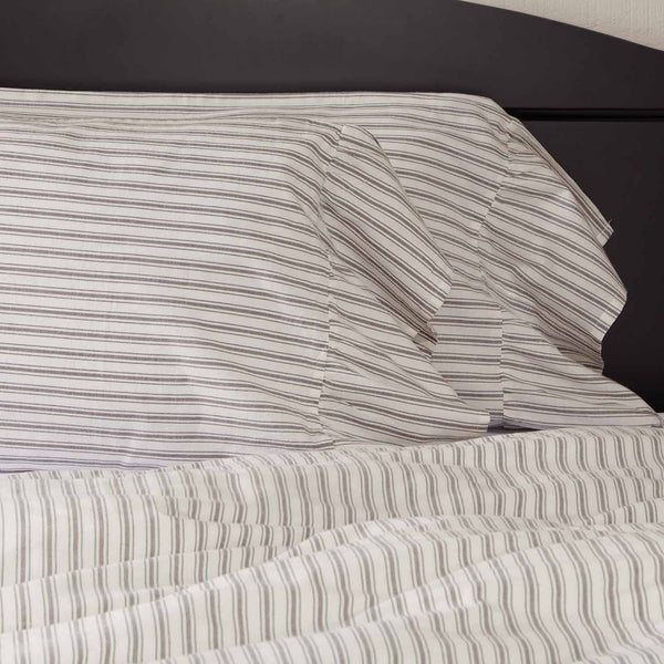 King Size Pillow Shams Set of 2 – Cotton Ticking Stripe Ruffle Pillow Covers