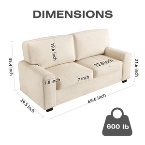69.6" Modern Chenille Loveseat Sofa with Solid Wood Frame