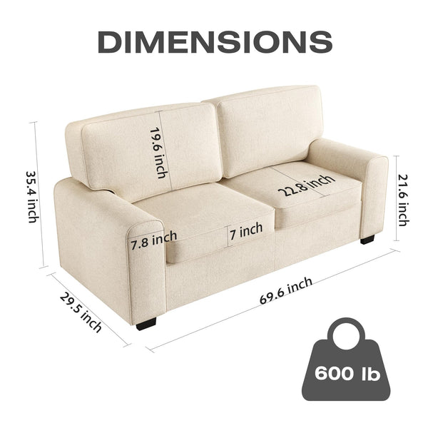 69.6" Modern Chenille Loveseat Sofa with Solid Wood Frame