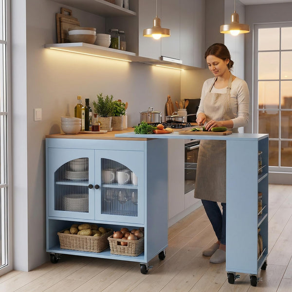 41" Rolling Kitchen Island with Storage