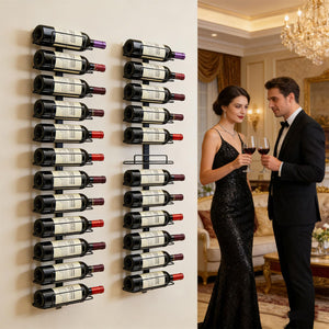Wall Mount Wine Rack – Black Metal Bottle Holder