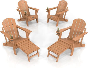 Folding Adirondack Chair Set with Hidden Ottoman