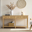 Farmhouse Console Table with Drawers and Open Shelf
