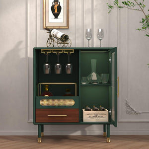 Bar Cabinet with Wine Glass Rack & Stemware Storage