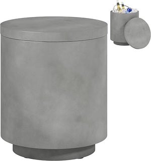 Round Concrete Finish Side Table with Adjustable Feet
