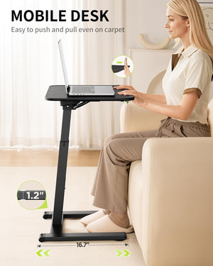 Adjustable TV Tray Table with Wheels