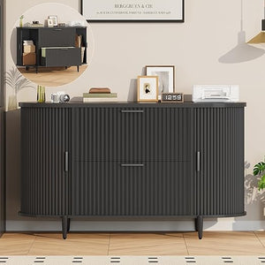 2-Drawer Filing Cabinet with Sliding Door Storage