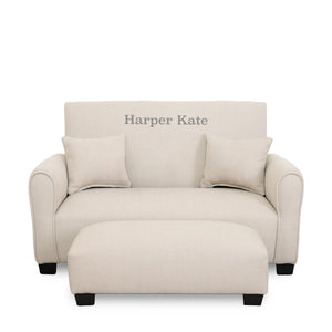 Customized Toddler Upholstered Sofa with Ottoman and Pillows