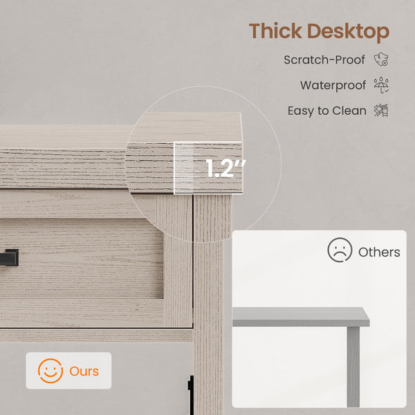 SEDETA Farmhouse Small Desk with Drawers, 40" Computer Desk with Storage Shelves, Writing Desk for Small Space and Power Outlet, Desk for Bedroom, Home Office, Mahogany Grey
