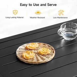 Outdoor Patio Coffee Table with Slatted Steel Top