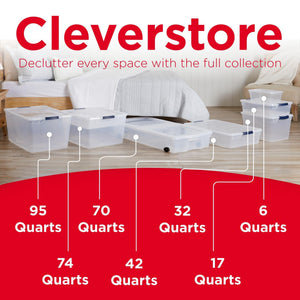 Clear 32 Qt Stackable Plastic Storage Bins with Lids – 6 Pack