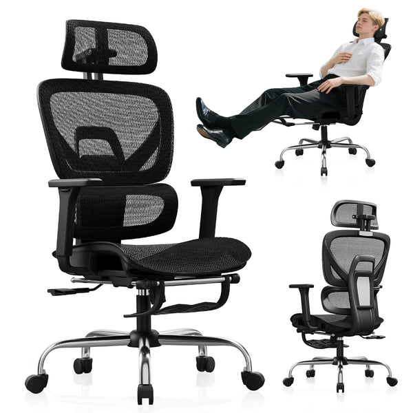 Ergonomic Mesh Office Chair with Footrest & 135° Recline