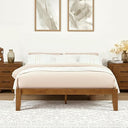 Japandi Solid Wood Platform Bed Frame with Optional Headboard