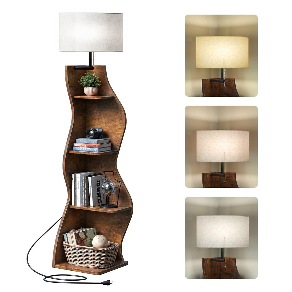 4-Tier Wavy Corner Bookshelf, 64" Tall