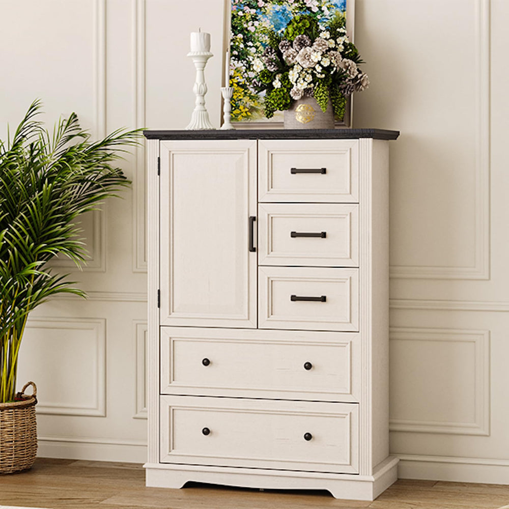 5-Drawer Farmhouse Dresser – Wood Chest of Drawers