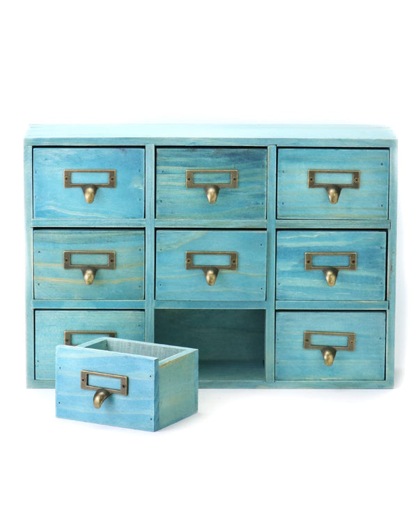 9-Drawer Wooden Desk Organizer Cabinet