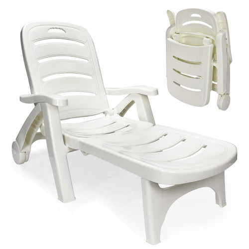 Outdoor Folding Lounge Chair – Adjustable Reclining Chaise for Patio, Pool & Beach