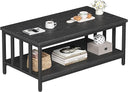 2-Tier Farmhouse Coffee Table with Slatted Sides & Metal Frame