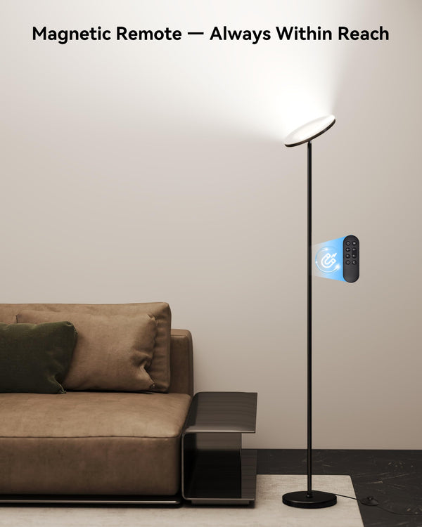 LED Torchiere Floor Lamp with Remote & Foot Switch
