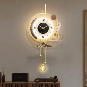 Large Gold LED Wall Clock with Light
