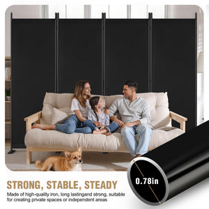 Yettsoy Room Divider 6FT Tall Folding Privacy Partition Screen, 88'' W Portable Wall Divider for Room Separation, Freestanding 4 Panel Room Divider Panel Privacy Screen for Dorm Studio Office, Black