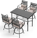 5-Piece Counter Height Patio Bar Set with Metal Table & Sling Stools