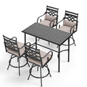 5-Piece Outdoor Counter Height Patio Bar Set with Swivel Stools
