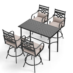 5-Piece Outdoor Counter Height Patio Bar Set with Swivel Stools