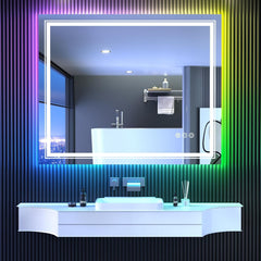 48"x40" LED Bathroom Mirror with RGB Backlit, Anti-Fog & Dimmer