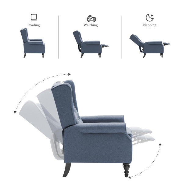 Mid-Century Push-Back Recliner Chair with Footrest