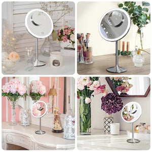 9-Inch LED Makeup Mirror with 5X & 10X Magnification