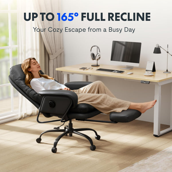 Reclining Chaise Lounge Chair with Footrest & Lumbar Support