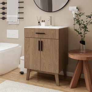24-Inch Bathroom Vanity with Ceramic Sink & Soft-Close Cabinet