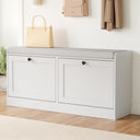 Shoe Storage Bench with Flip Drawers & Padded Seat