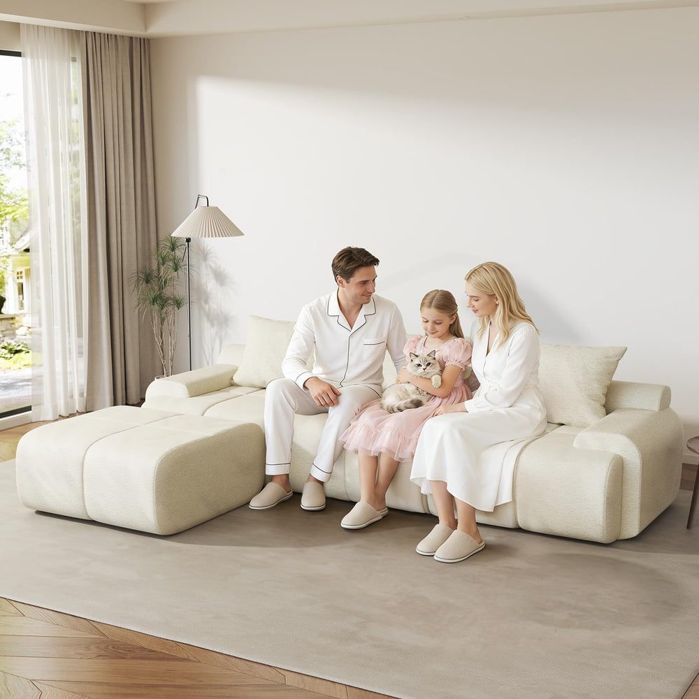 114" Modular Sectional Sofa with Ottoman